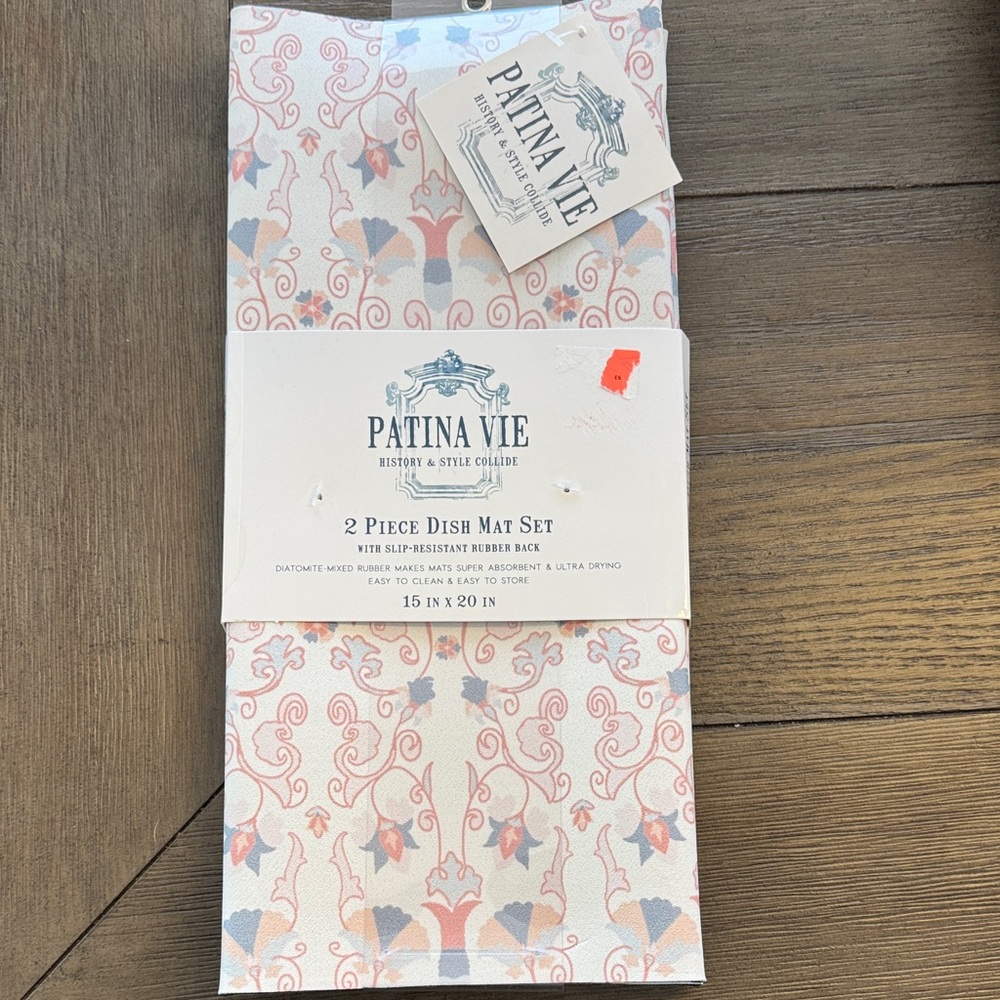 Pink Floral 2-Piece Dish Mat Set